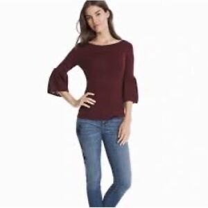 White House Black Market Deep Red/Plum Blouse; XS
